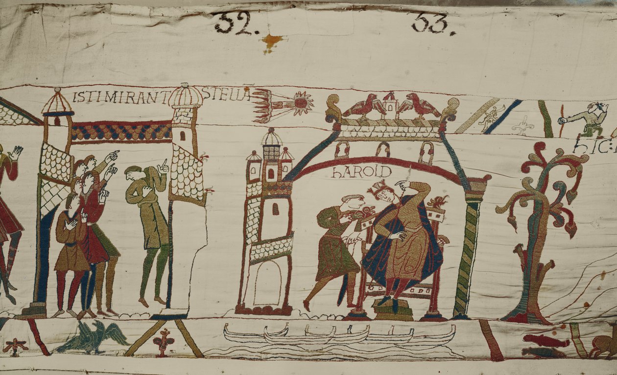 La comète de Halley et Harold recevant de mauvaises nouvelles, Tapisserie de Bayeux - Unbekannt Unbekannt