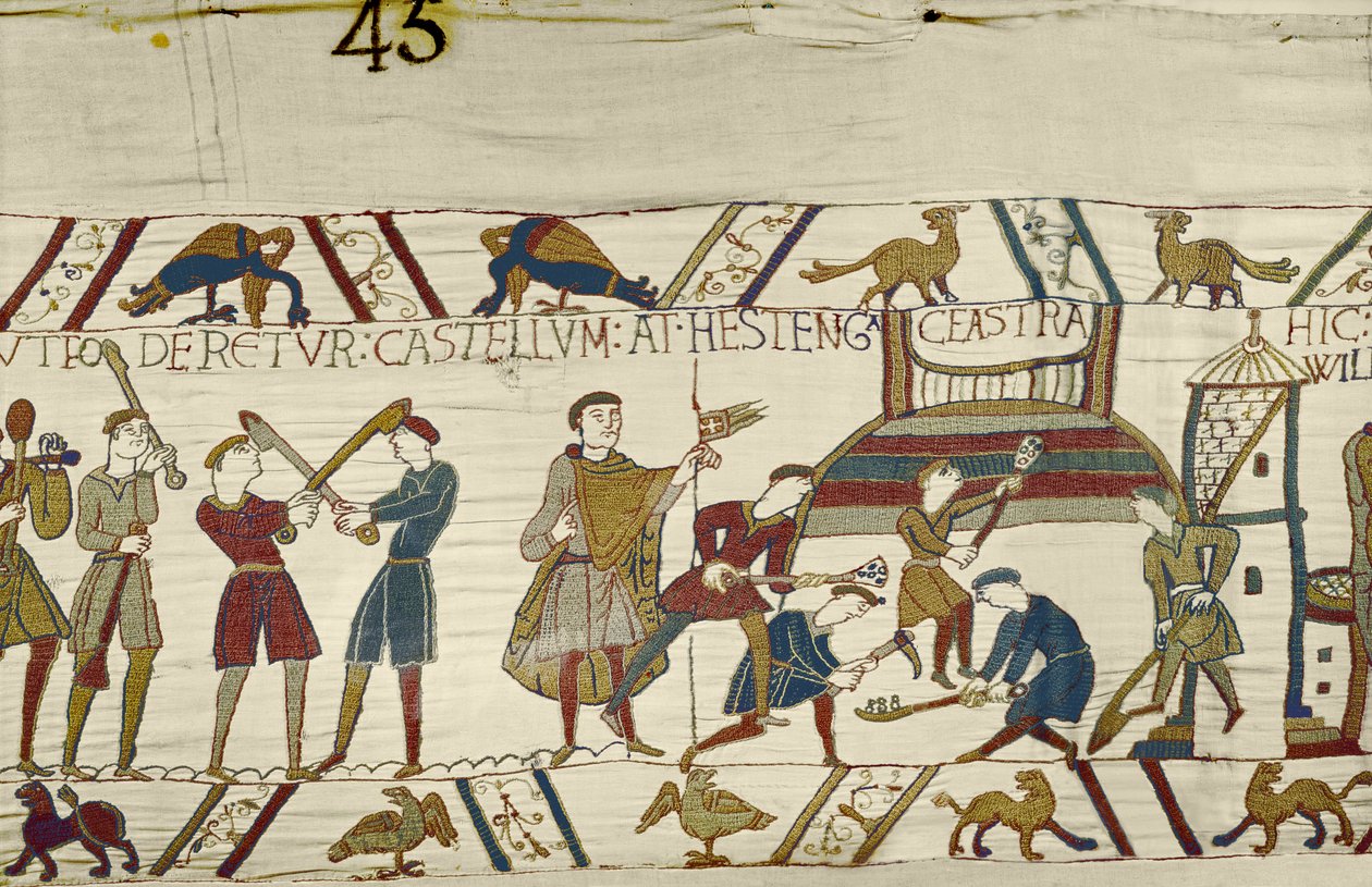 Les Normands construisent des fortifications à Hastings, Tapisserie de Bayeux - Unbekannt Unbekannt