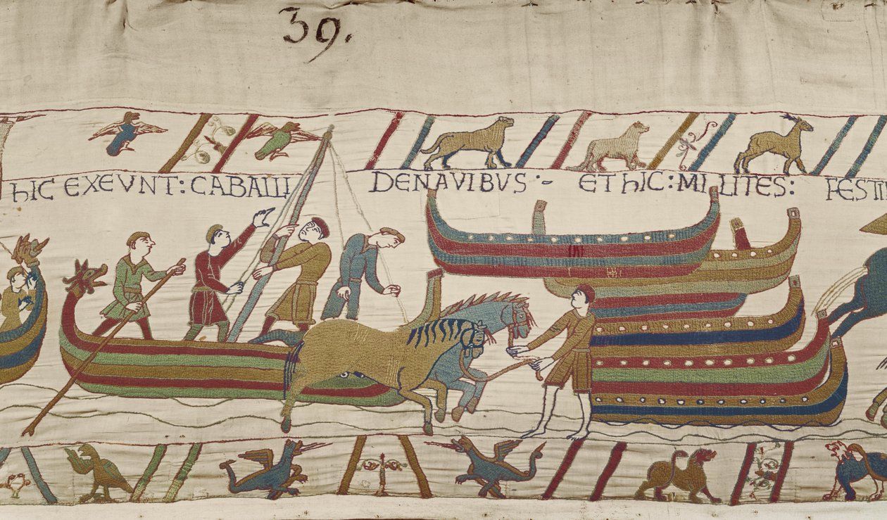 Déchargement des chevaux des navires normands, Tapisserie de Bayeux - Unbekannt Unbekannt