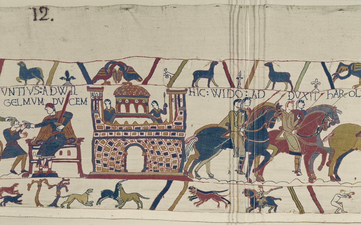 Le comte Guy emmène le comte Harold à Guillaume, duc de Normandie, Tapisserie de Bayeux - Unbekannt Unbekannt