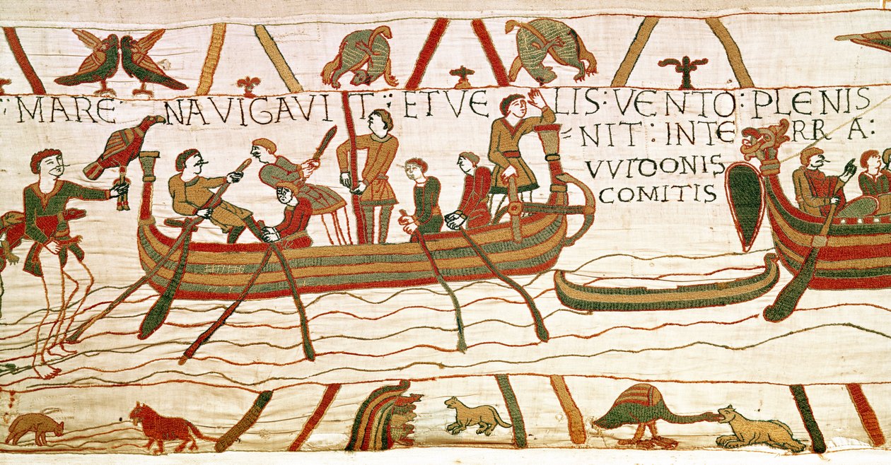 Harold traverse la Manche vers le territoire du comte Guy de Ponthieu, Tapisserie de Bayeux - Unbekannt Unbekannt
