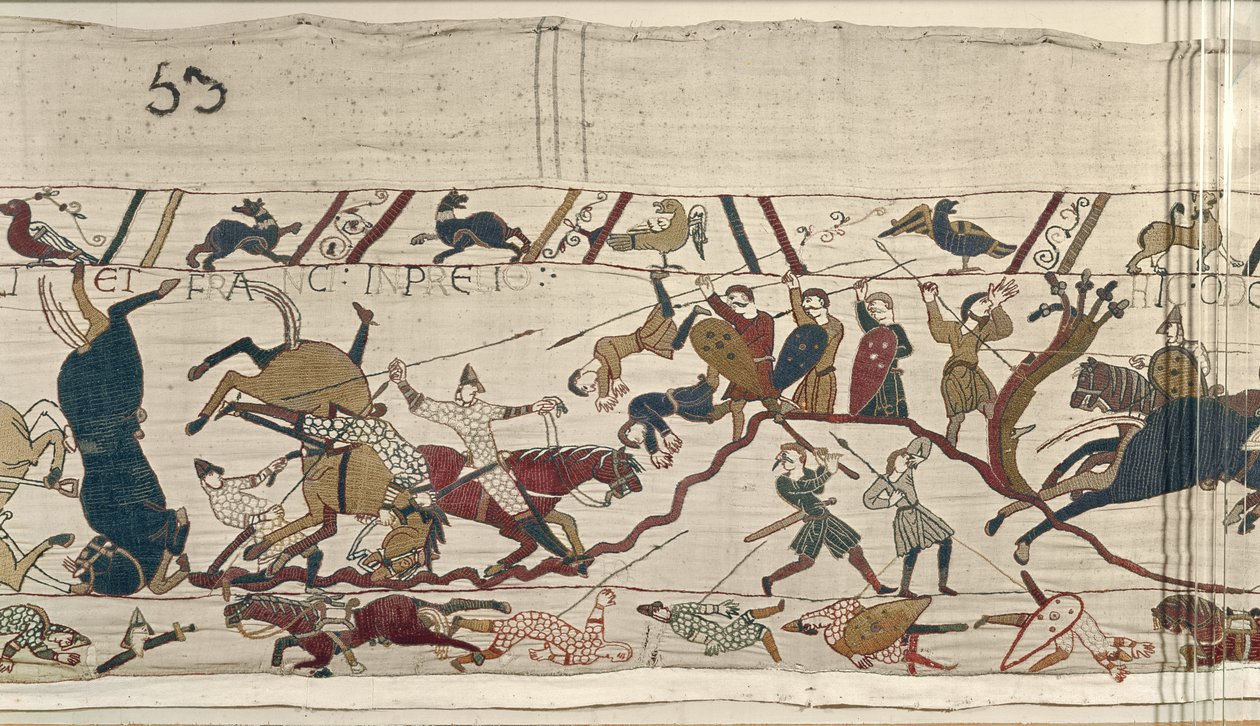 Normands et Anglais tombent côte à côte au combat, Tapisserie de Bayeux - Unbekannt Unbekannt