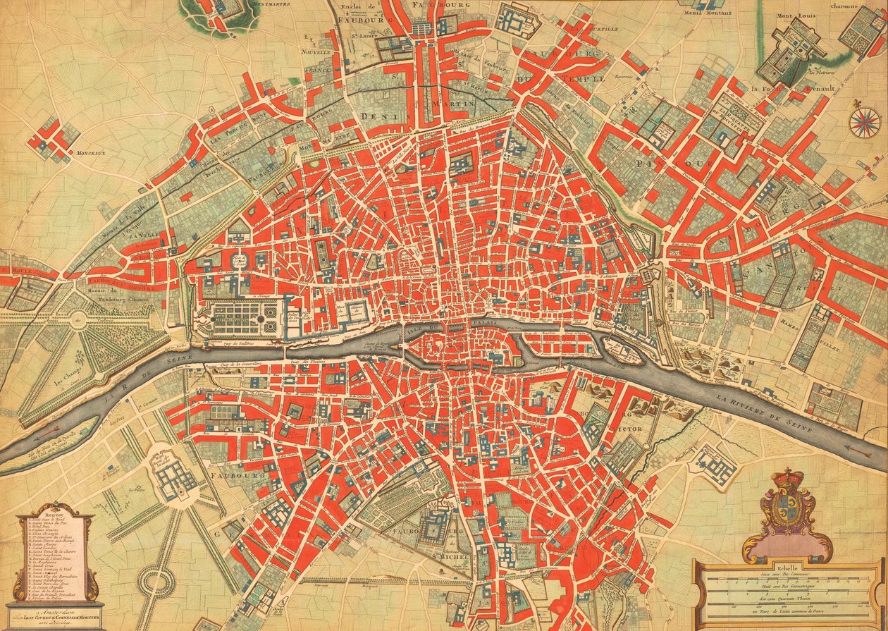 Carte de Paris du 18e siècle, France - Unbekannter Künstler