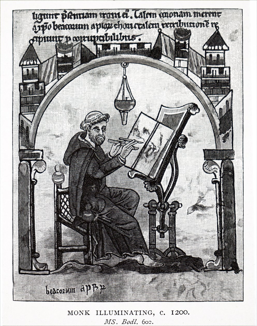 Un moine illuminant un manuscrit - Unbekannt