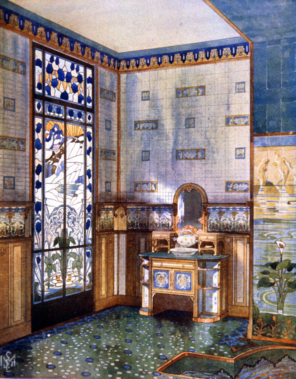 Salle de bain, début du 20e siècle (illustration) - Unbekannter Künstler