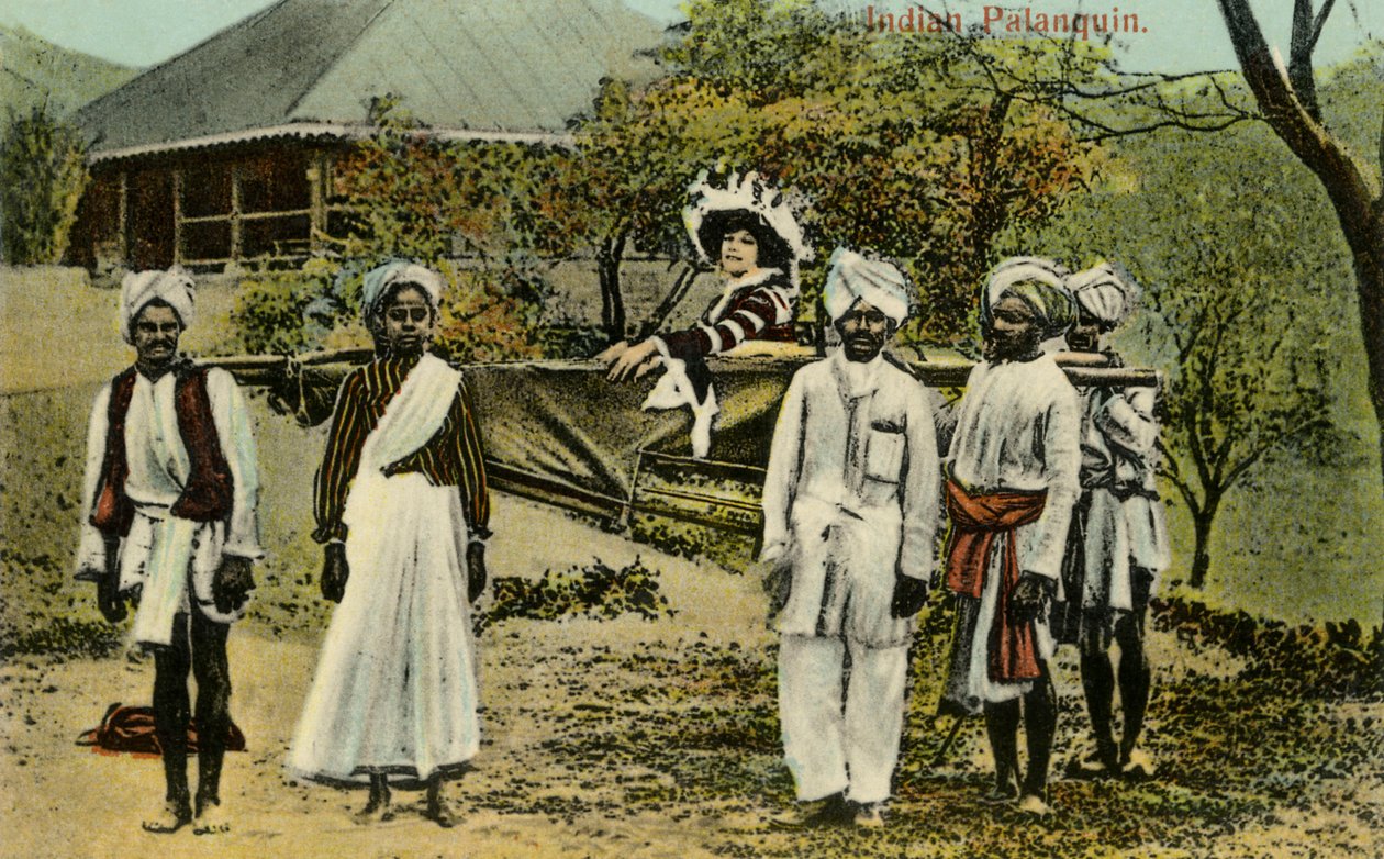 Dame coloniale britannique dans un palanquin indien - Unbekannter Künstler
