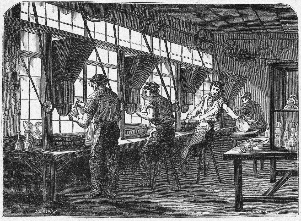 Découpe de cristal, vers 1880 (gravure) - Unbekannter Künstler