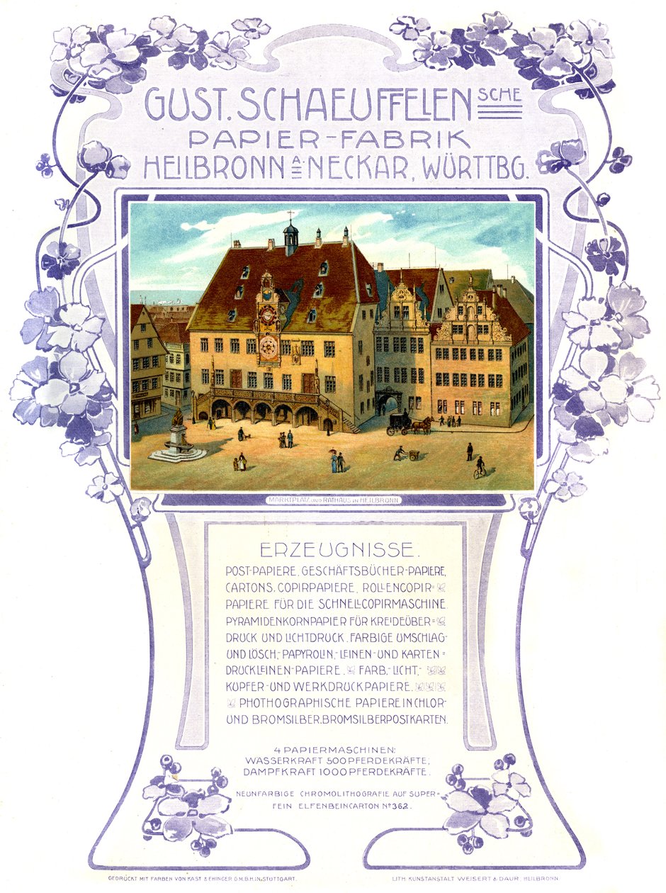 Publicité allemande pour une usine de papier - Unbekannter Künstler