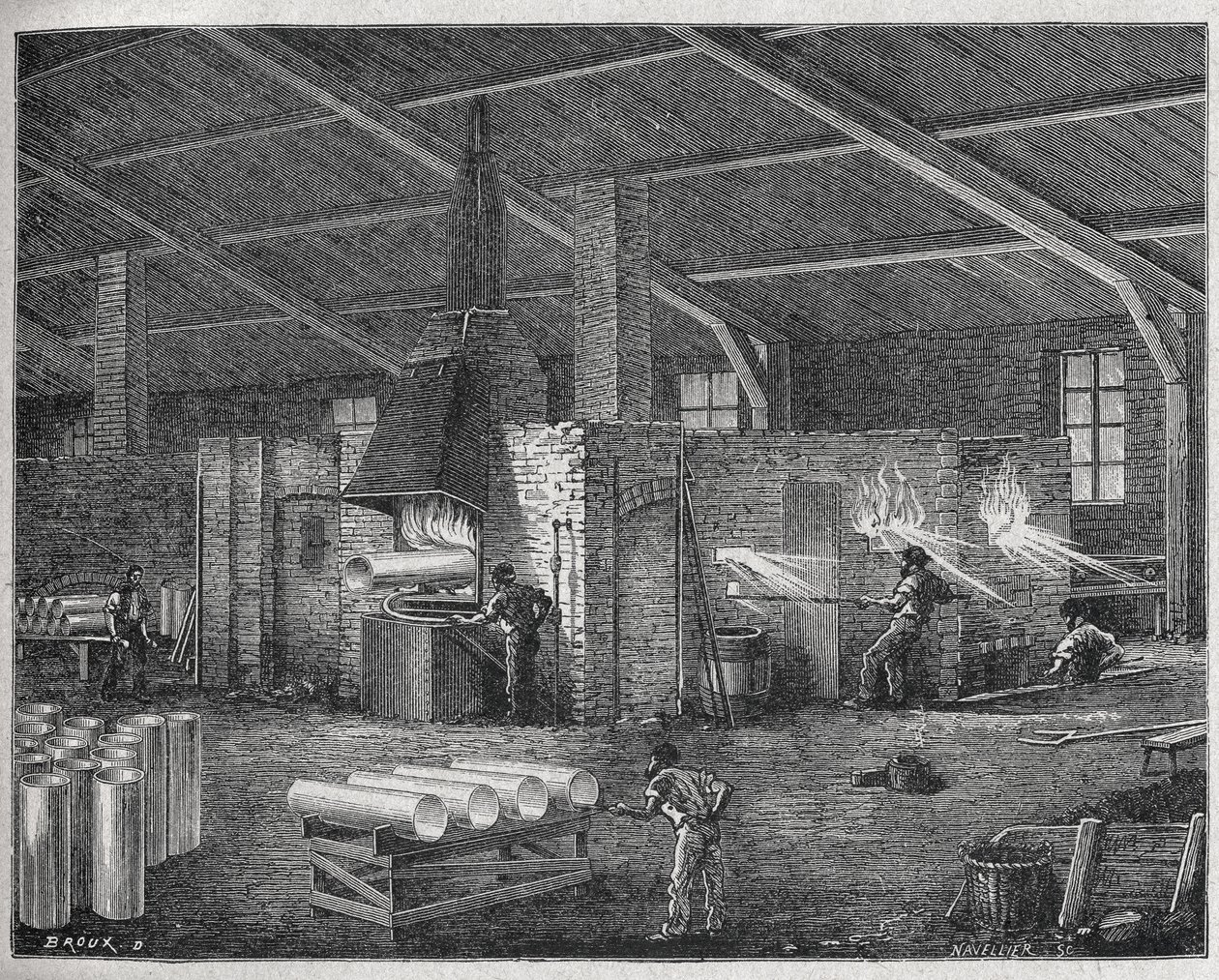 Fabrication du verre, c. 1880 (gravure) - Unbekannter Künstler