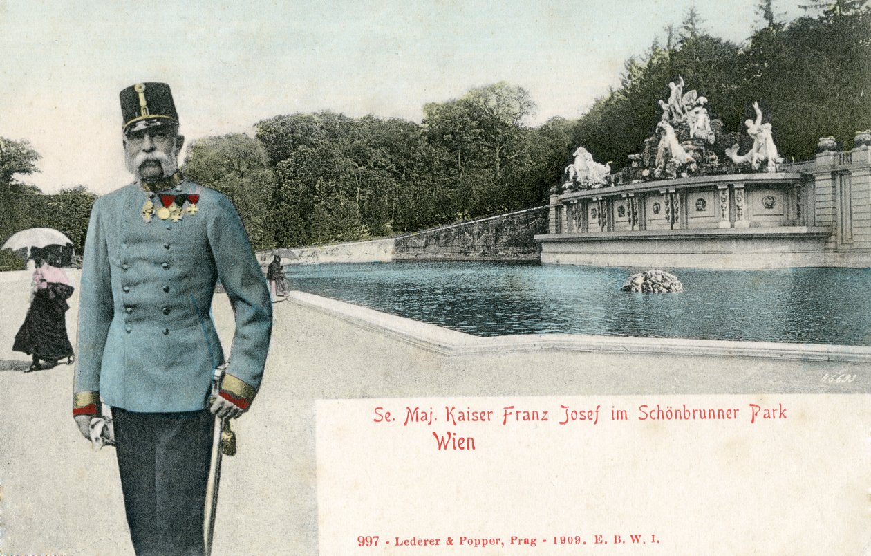 Kaiser Franz Joseph dans le parc du palais de Schönbrunn - Unbekannter Künstler