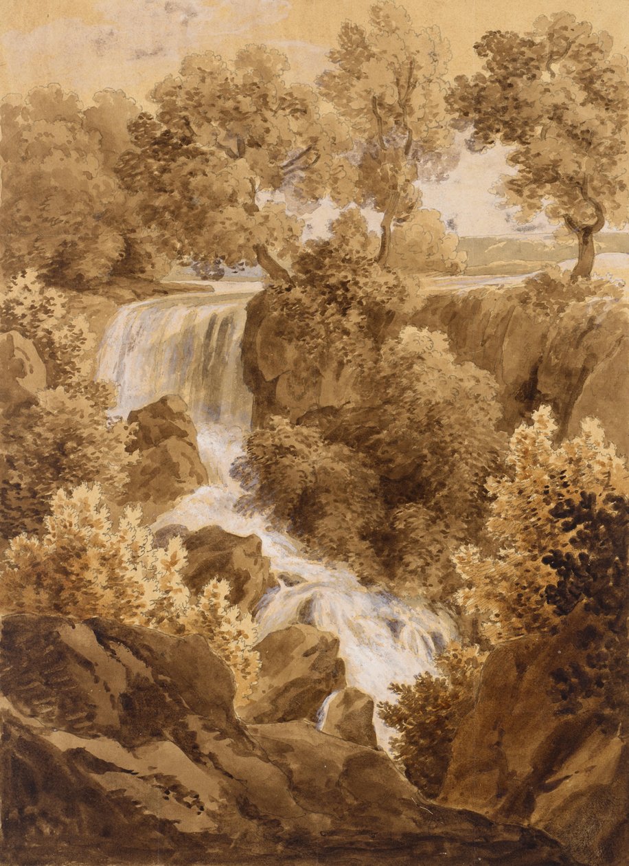 Paysage avec cascade - Unbekannter Künstler