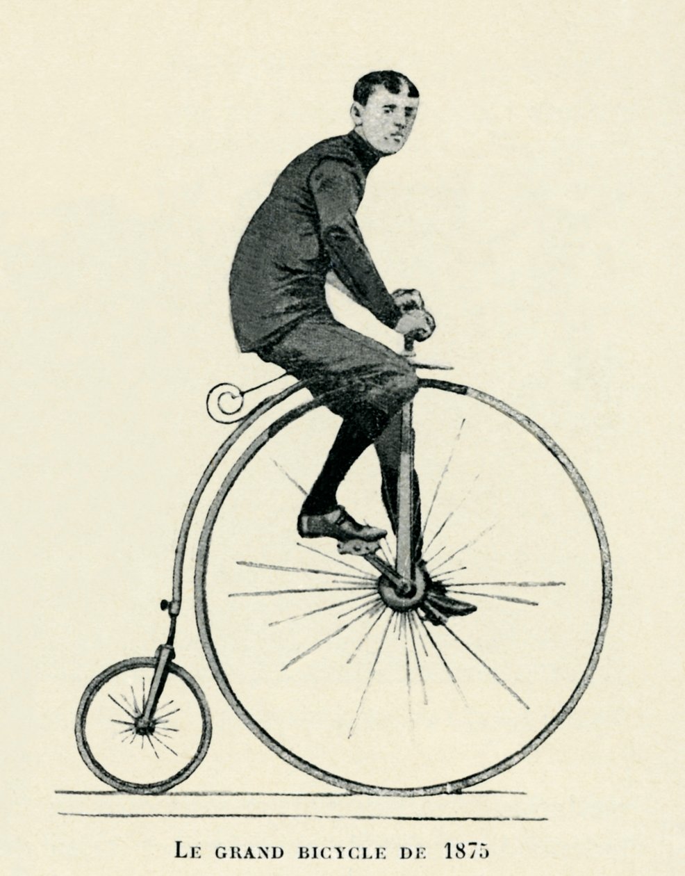 Homme à vélo à grande roue - Unbekannter Künstler