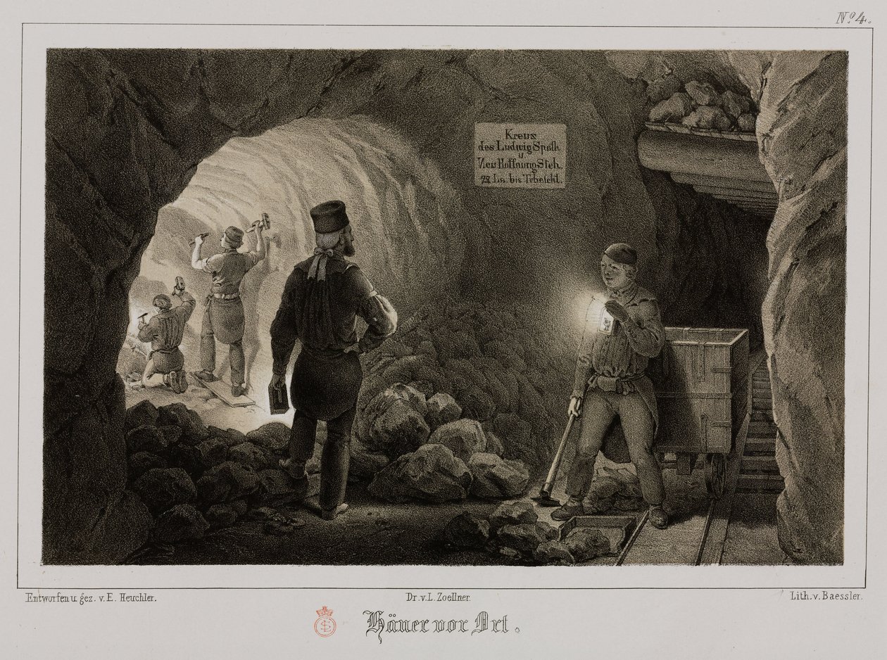 Exploitation minière, Minéraux métalliques Mineurs, Allemagne, vers 1851 - Unbekannt