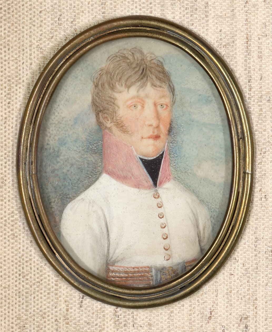 Officier en manteau blanc avec col rose - Unbekannter Künstler