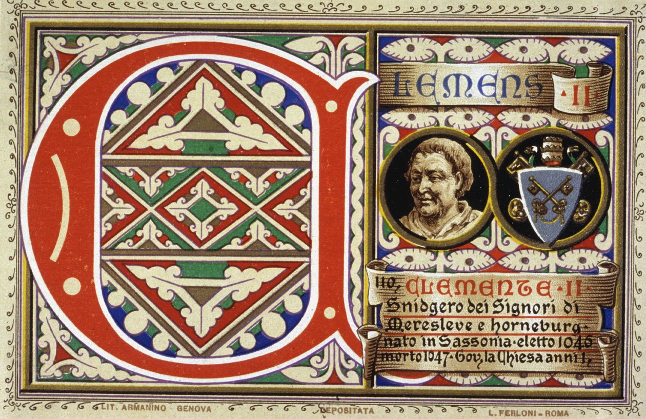 Pape Clément II (1046-1047). Chromolithographie de 1903. - Unbekannter Künstler