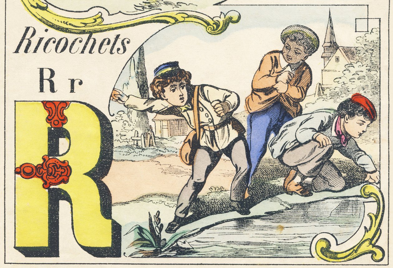 R : ricochets - Alphabet des jeux, vers 1890 (illustration) - Unbekannt