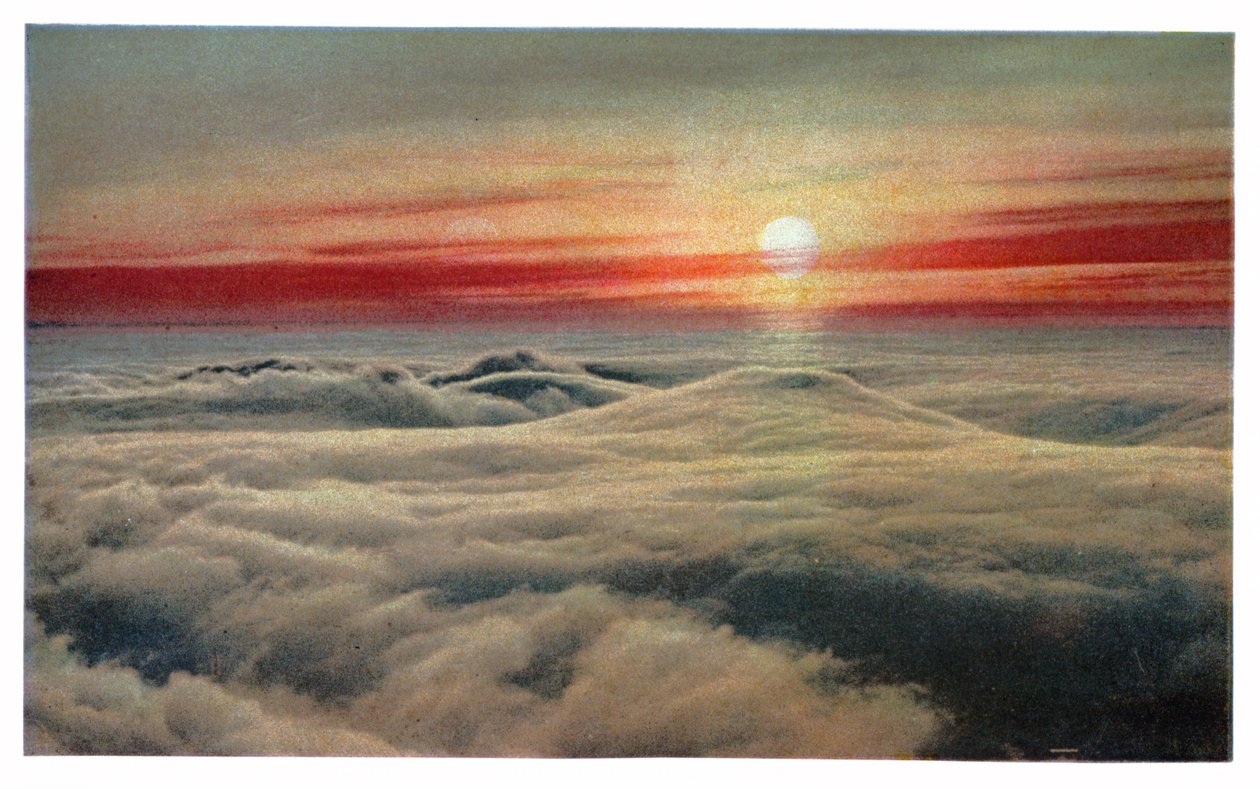 Lever de soleil au-dessus des nuages, c.1930 (impression) - Unbekannter Künstler