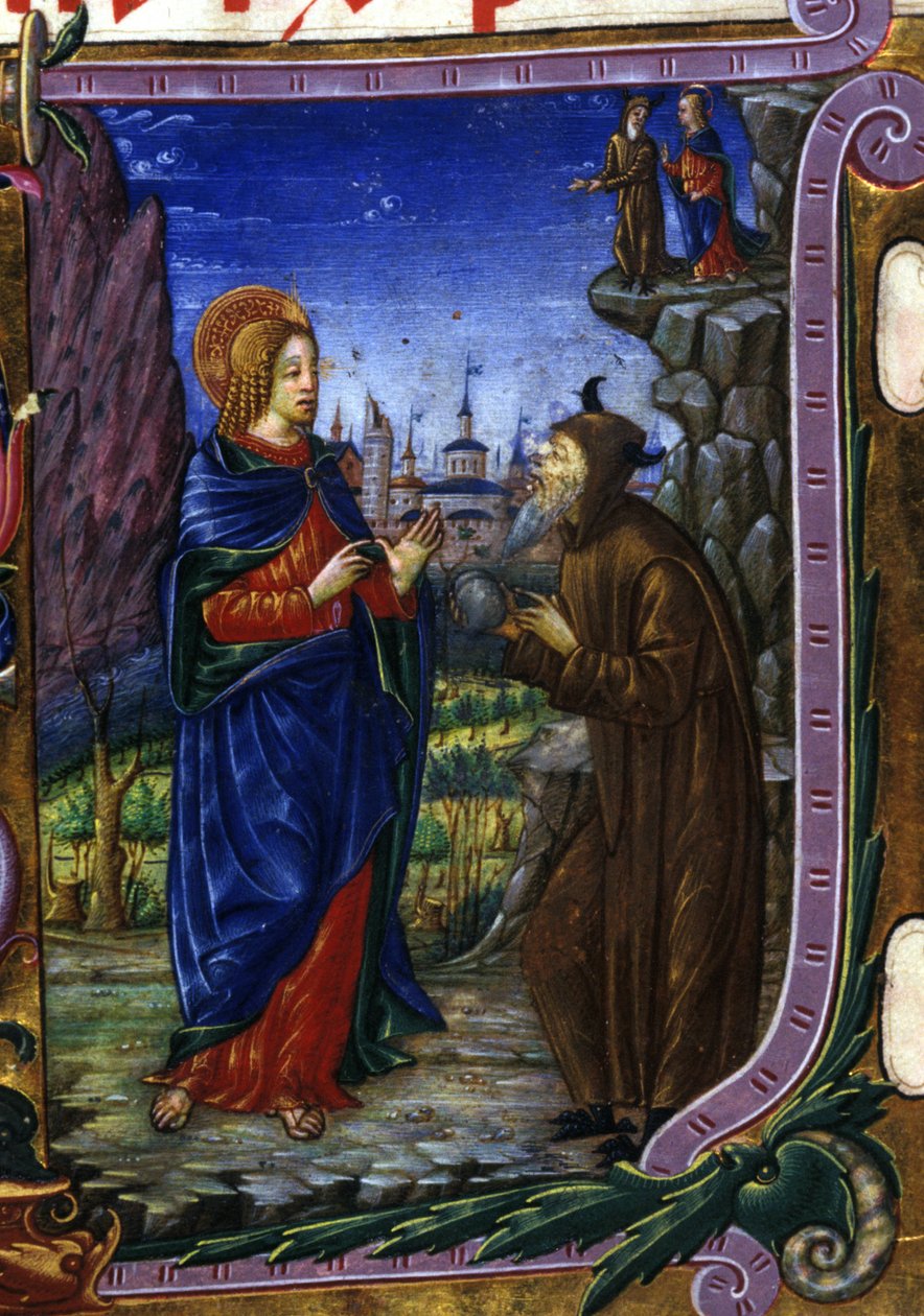 La Tentation du Christ. Manuscrit du 15ème siècle - Unbekannter Künstler
