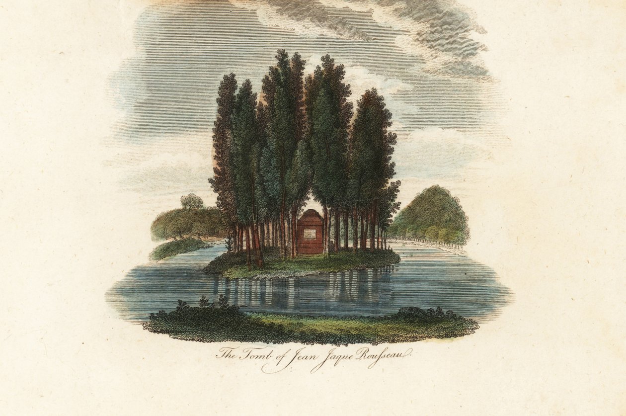 Tombe de Jean-Jacques Rousseau, écrivain français (gravure) - Unbekannter Künstler