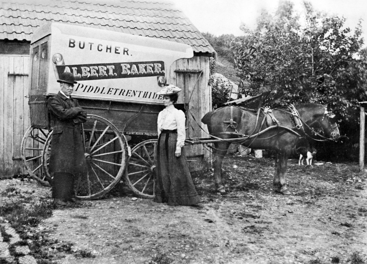 Royaume-Uni : Une charrette de boucher. Piddletrenthide, vers 1900 - Unbekannt