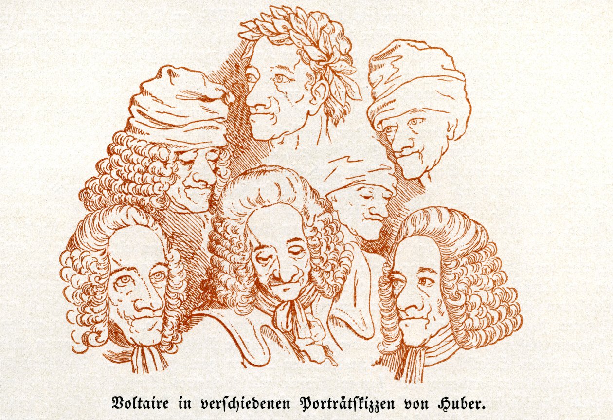 Voltaire. Divers portraits esquissés. - Unbekannter Künstler