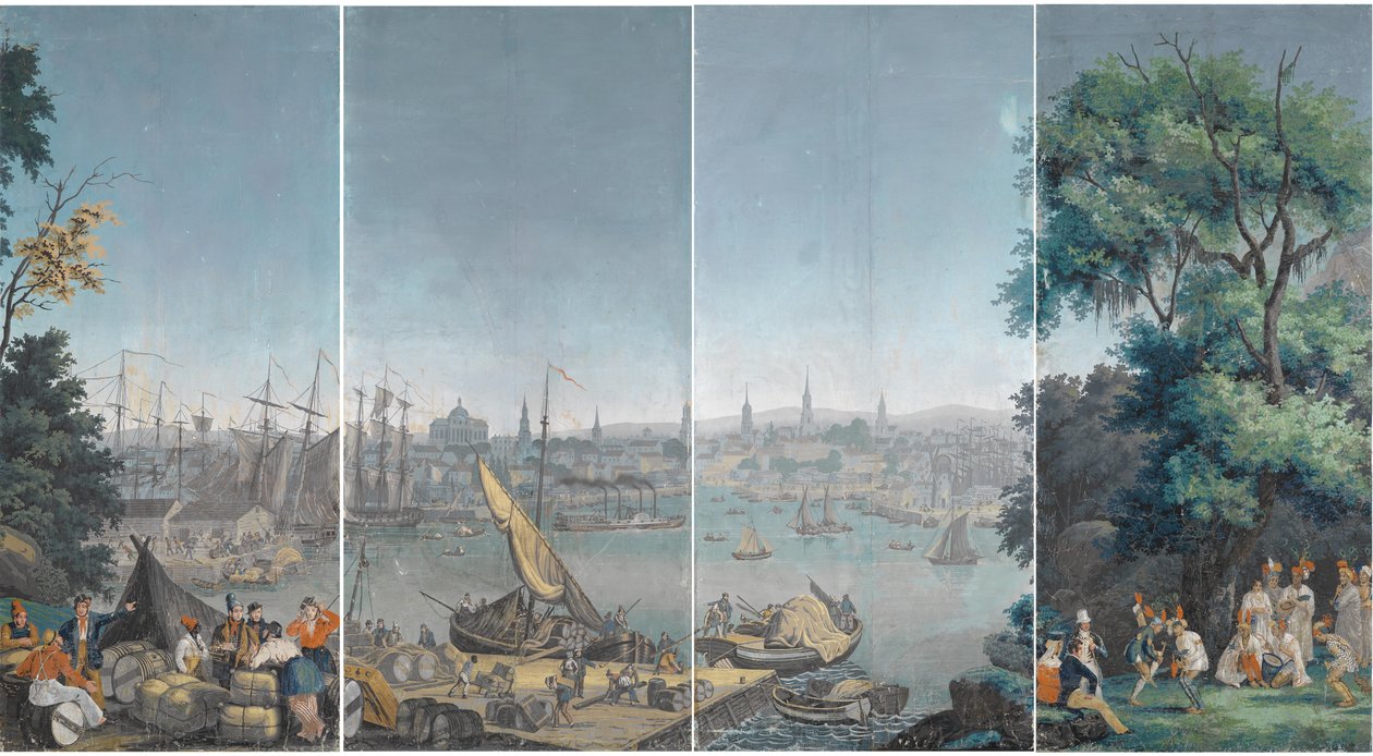 Scène de port à Boston - Unknown