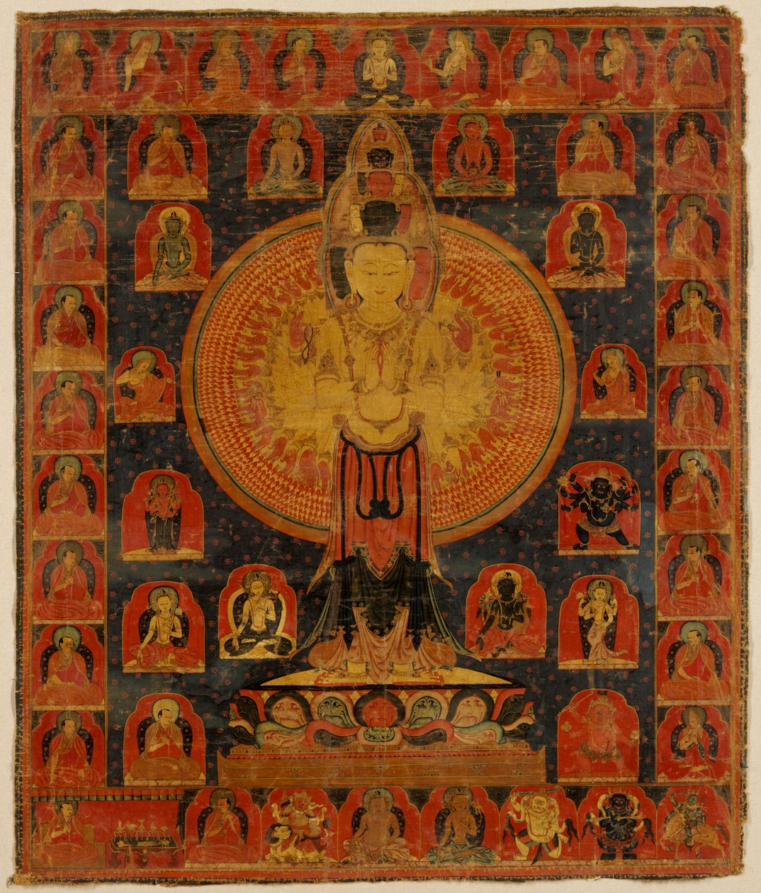 Chenresi aux mille bras, une forme cosmique du bodhisattva Avalokiteshvara. Tibet. - Unknown