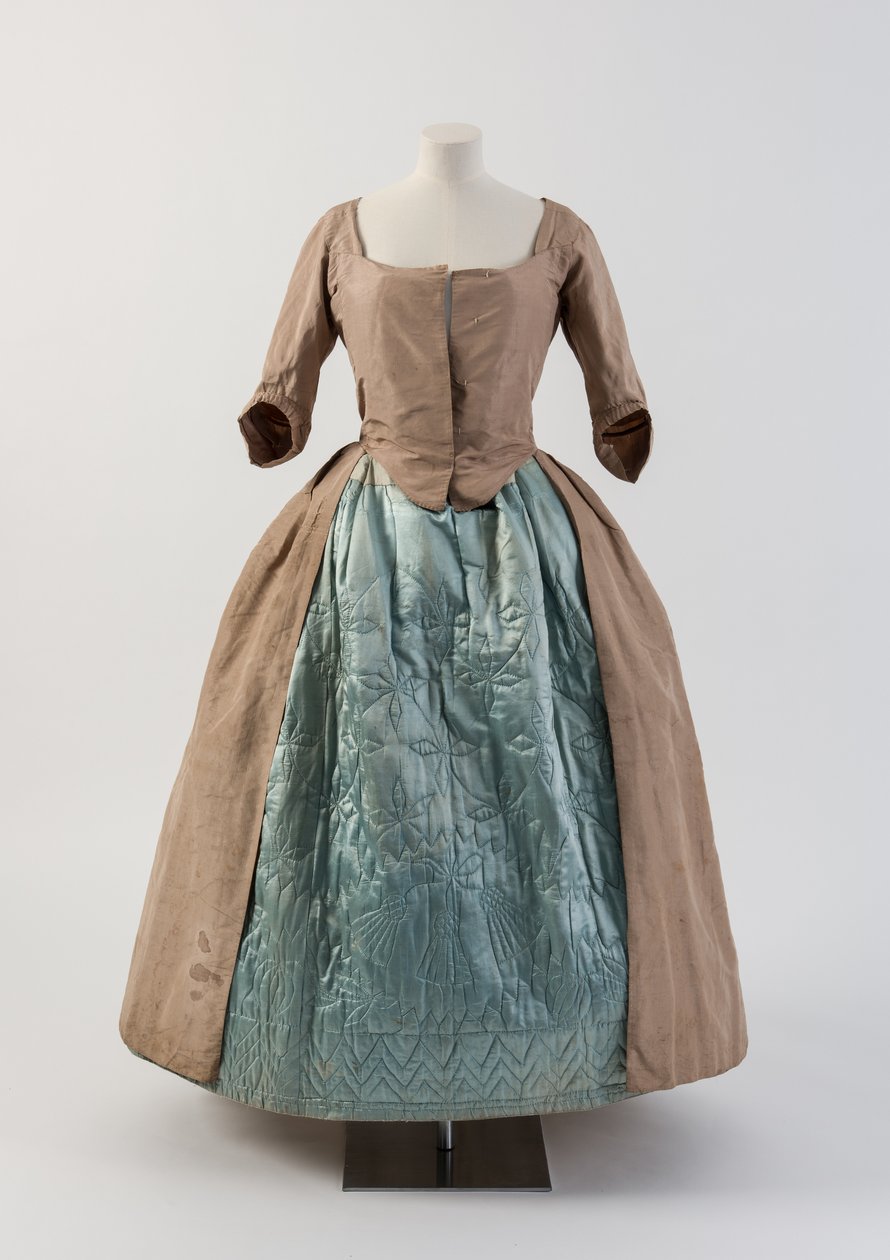 Jupon matelassé en soie bleue avec motif de chardon, 1740s - Unbekannt Unbekannt