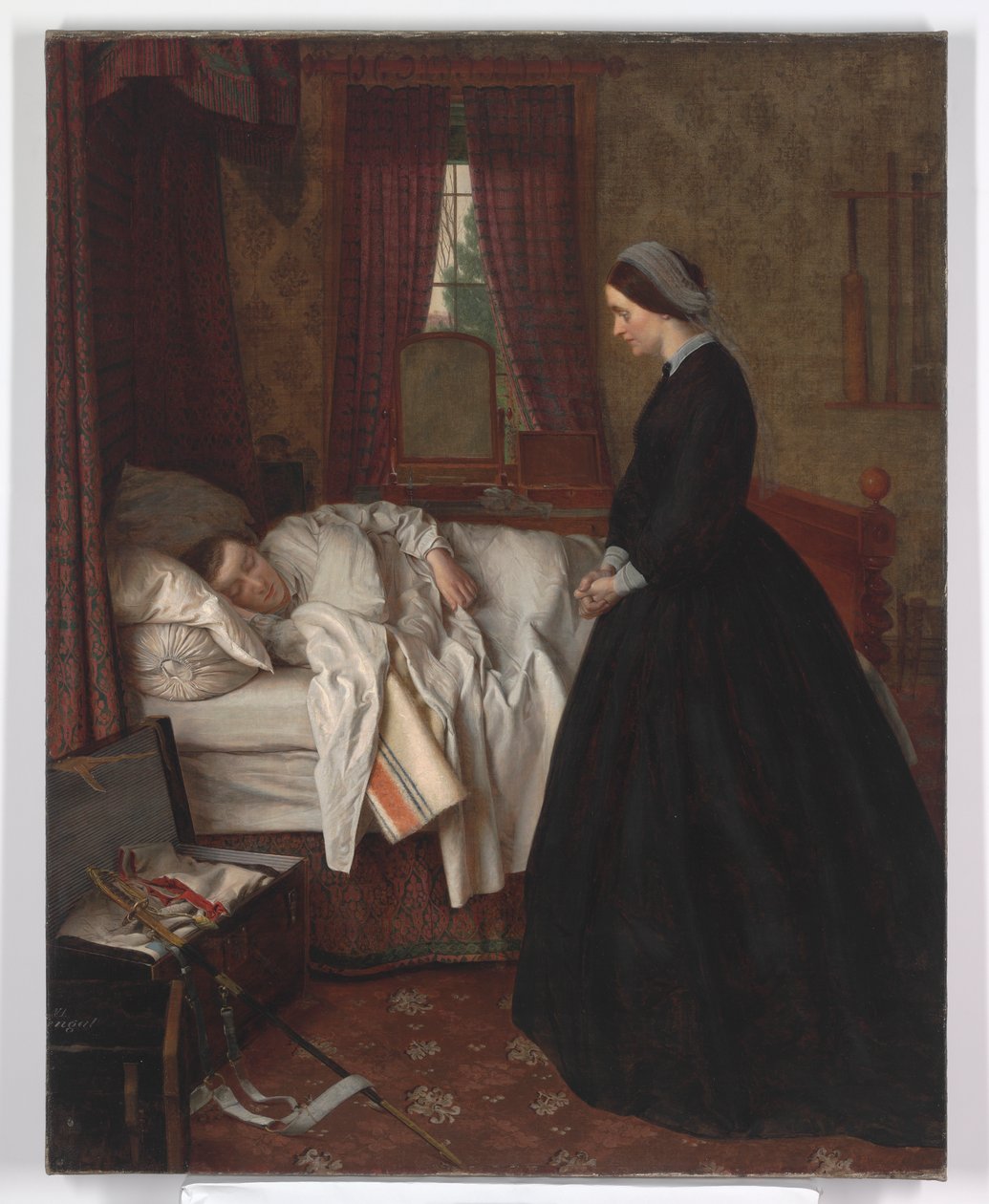 Intérieur domestique avec un soldat endormi, années 1860 - Unbekannt Unbekannt
