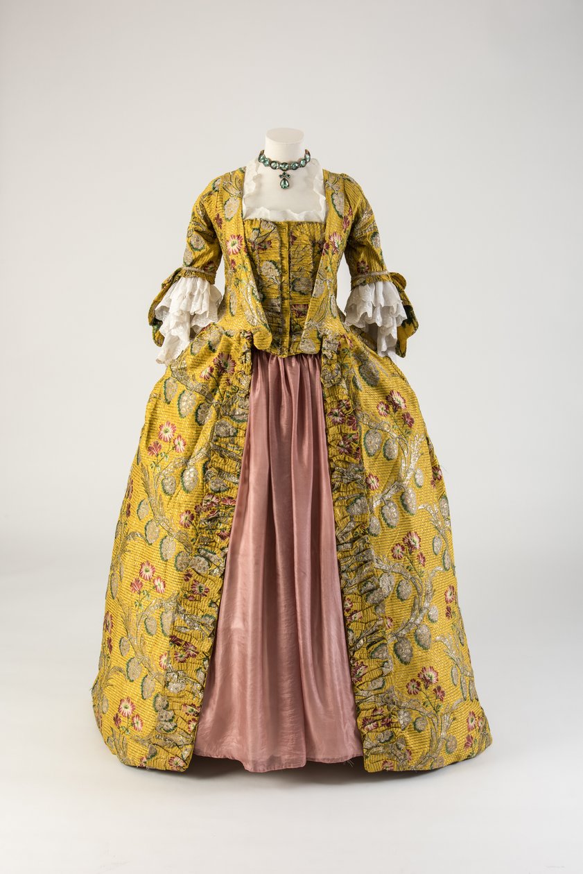 Robe à la française en soie jaune et or, 1760s - Unbekannt Unbekannt