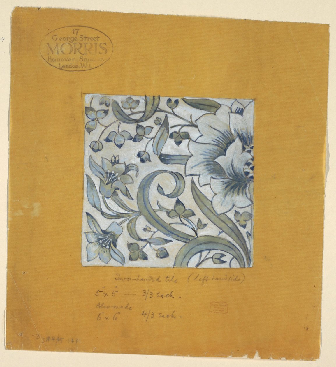 Dessin, Design après William Morris, une tuile, après 1917 - Unknown