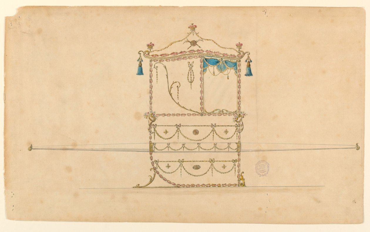 Dessin, projet pour une chaise à porteurs, 1770-1775 - Unknown