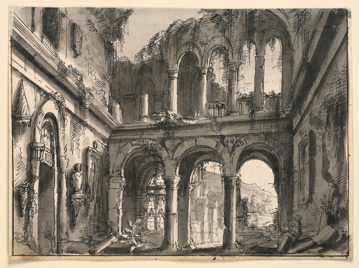 Dessin, décor de scène, intérieur d