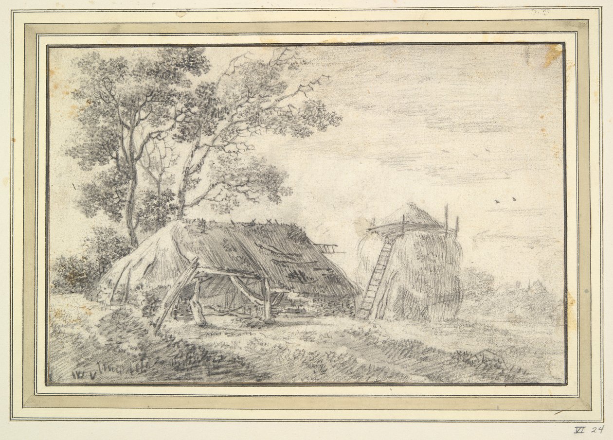 Grange et meule de foin - Unknown