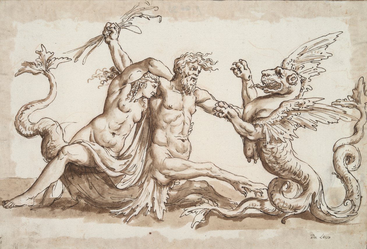 Néréide et Triton Combattant un Griffon - Unknown
