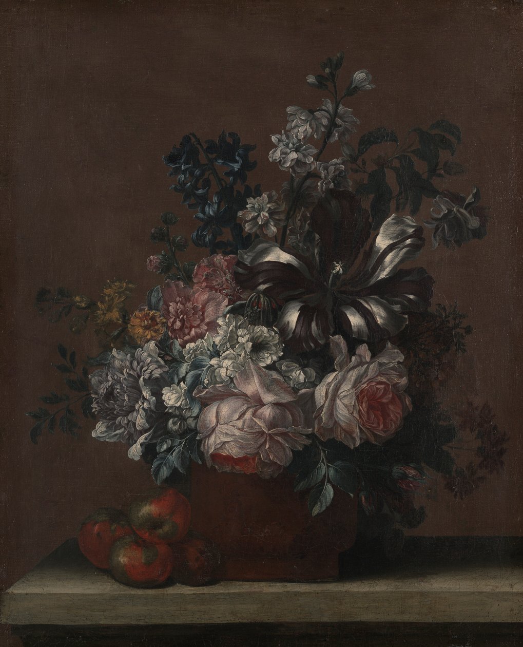 Nature morte avec fleurs et fruits (Pommes ?) - Unknown
