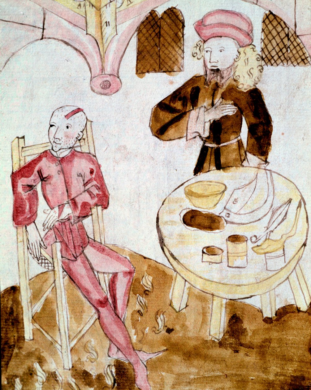 Un médecin rendant visite à un patient (miniature) - Unknown artist