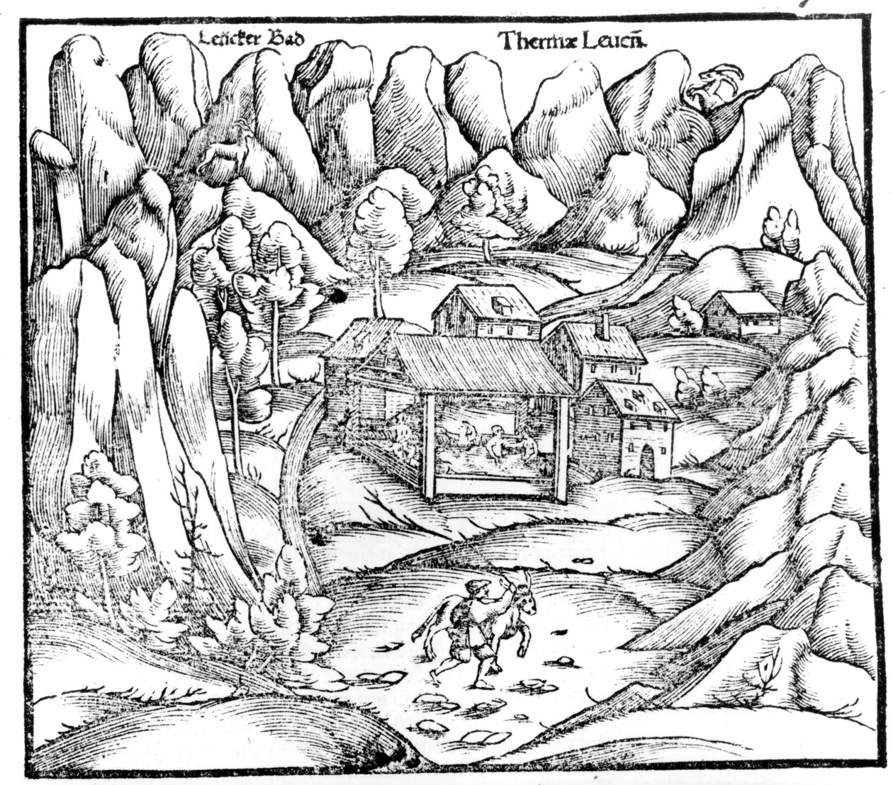Bains de Baden (Autriche), gravure du 16ème siècle. - Unknown artist