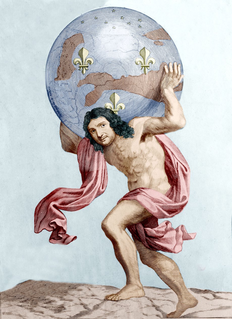 Caricature de Colbert en Atlas (gravure) - Unknown artist