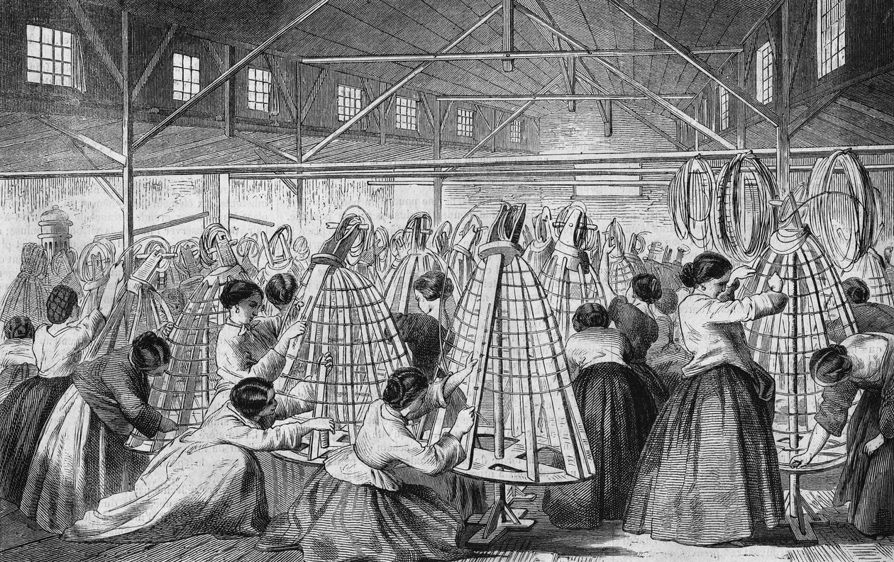 Usines de crinolines : la pose des cerceaux. - Unknown artist