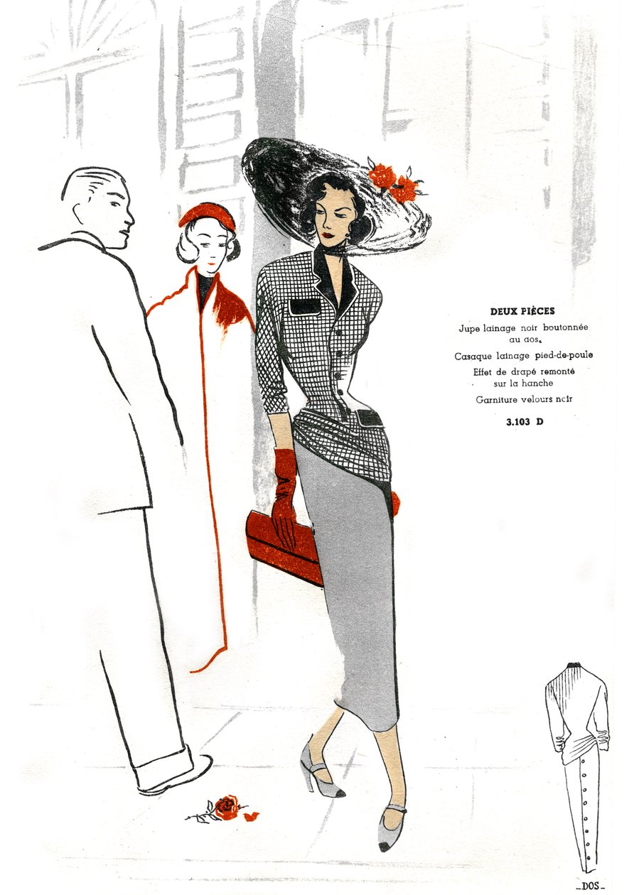 Mode française, conception de vêtements en deux pièces. - Unknown artist