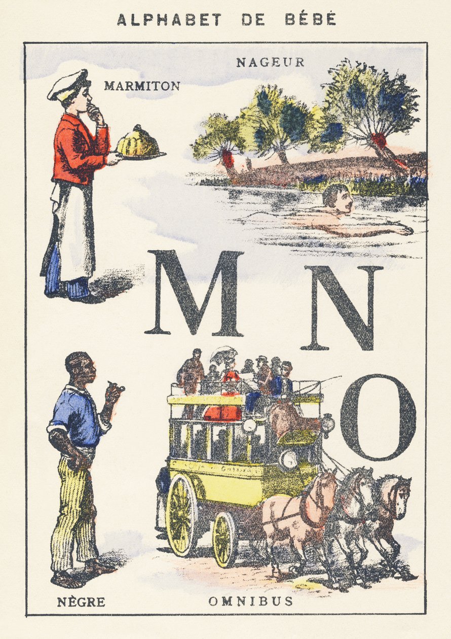 M N W : pot, nageur, nègre, omnibus - Unknown artist