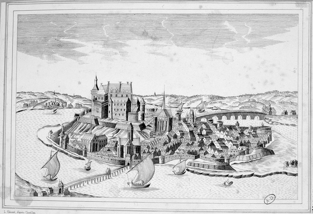 Vue de Decize en 1640 - Unknown artist