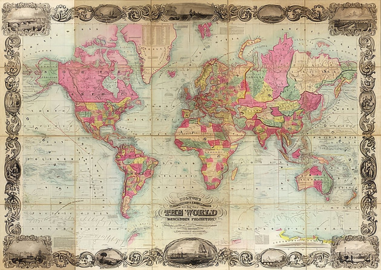 Carte du monde en projection de Mercator - Unknown