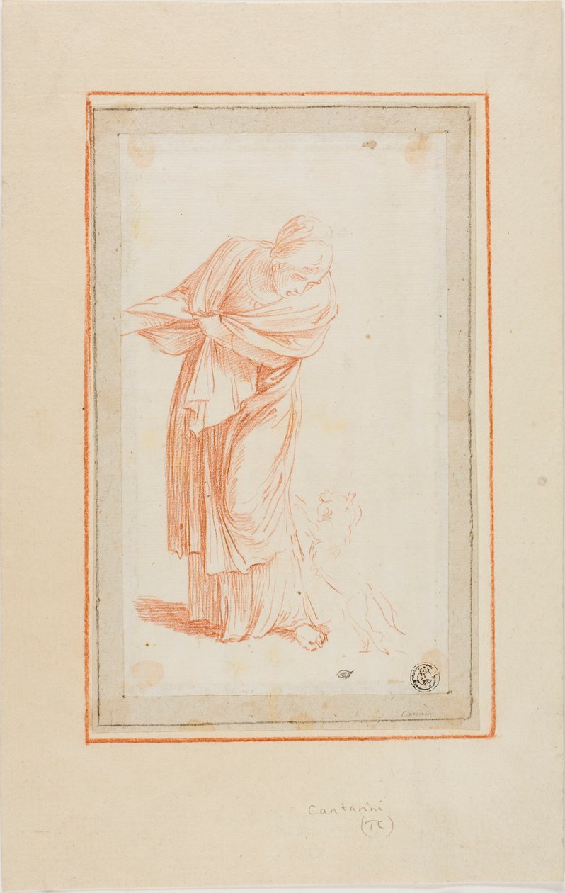 Femme et chien - Unknown Italian