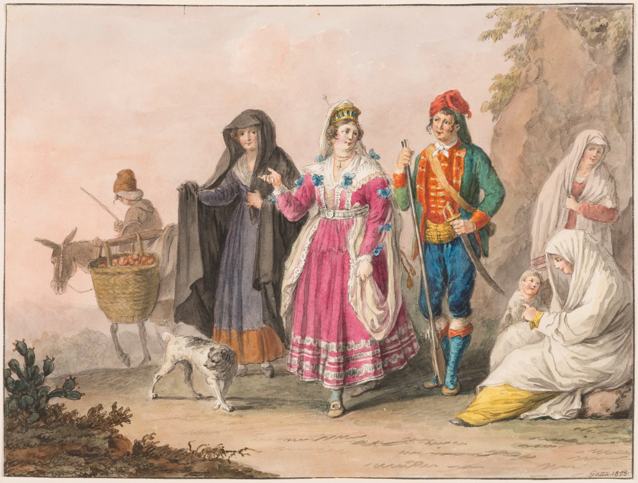 Dessin, Costumes de Sicile, 1828 - Unknown artistUnknown artist