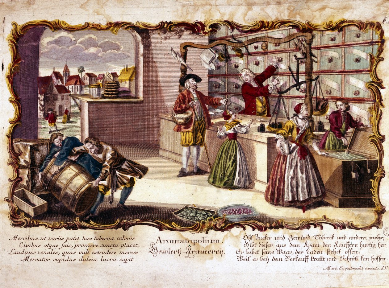 Gravure du 18ème siècle représentant une parfumerie - Unknown artist