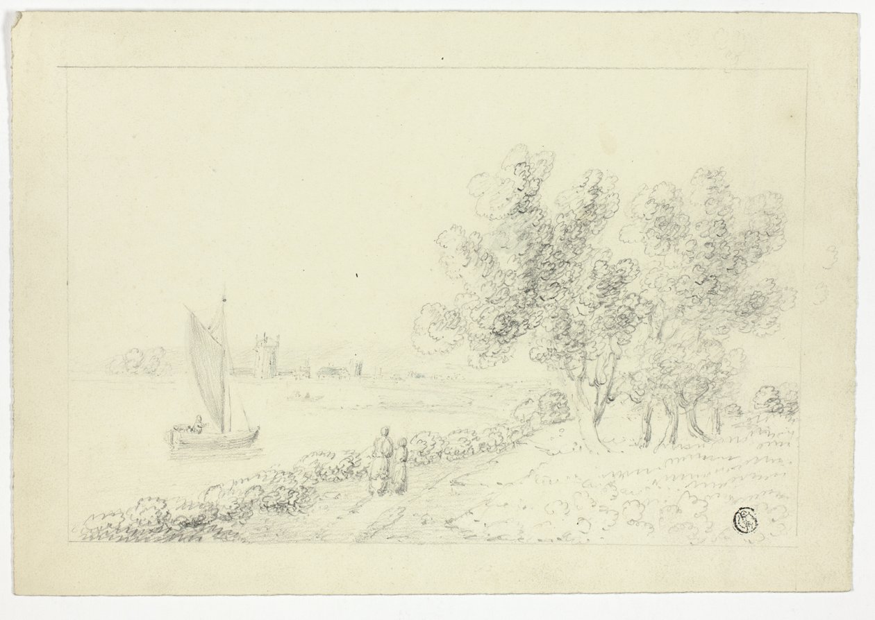 Un port avec un voilier - Unknown artist
