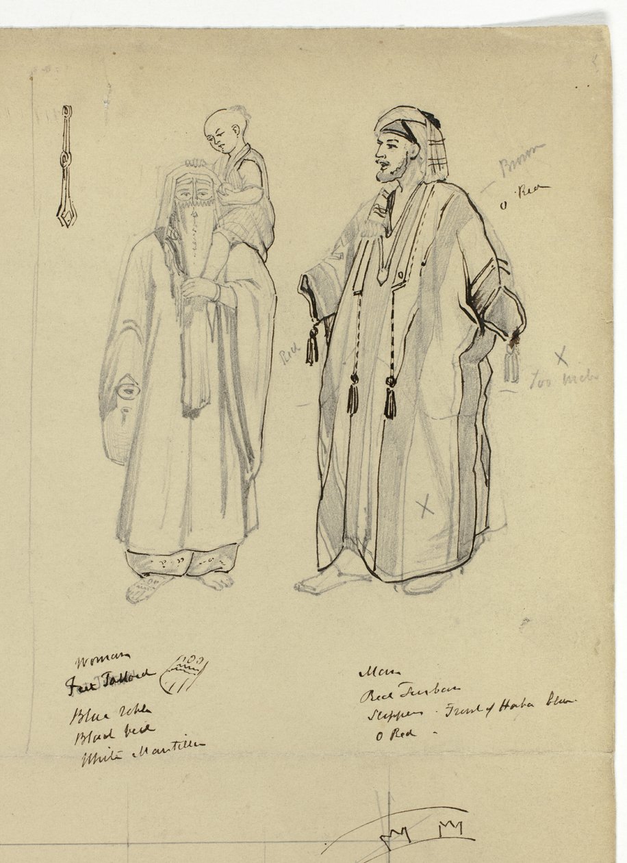 Homme arabe, femme et enfant - Unknown artist