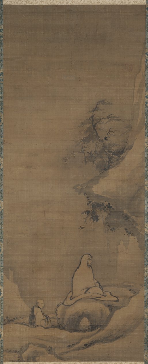 Bodhidharma méditant face à une falaise - Unknown artist